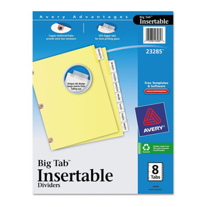 Avery Big Tab Insertable Dividers Clear Tabs, 8 Ea Avery Big Tab Insertable Dividers Clear Tabs, 8 Ea
