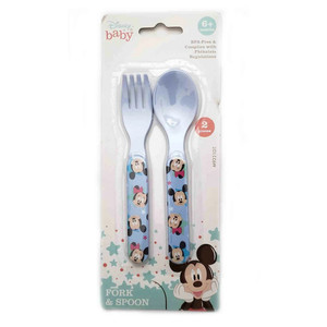 Fork and Spoon Set Mickey Minnie Feeding Accessory, 1 Ea