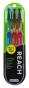 Reach Toothbrush Crystal Clean Medium 3Ct B2G1