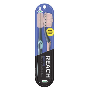 Reach Toothbrush Essentials Soft 2 Count With Caps