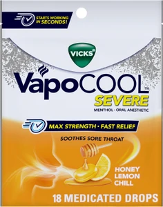 Vicks Vapocool Severe Menthol Cough Drop Honey Lmn 18 Count