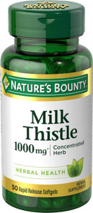 Nature's Bounty Milk Thistle 1000mg,Herbal Health Supplement, Daily Supplement, Gluten Free, Rapid Release Softgels, 50 Ct