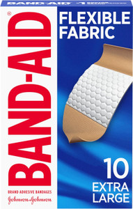 Johnson & Johnson Band-Aid Extra Large Flexible Fabric Adhesive Bandages, 10 Count