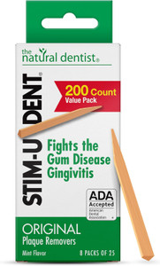 The Natural Dentist Stim-U-Dent Mint Dental Picks, Wooden Toothpicks for Food & Plaque Removal