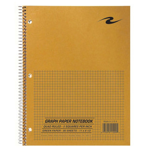 Roaring Spring Graph Notebook 1-Subject 11 inch x 8.5 inch College Ruled Spiral Bound 80 Sheets