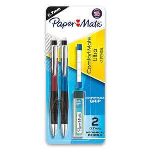 Paper Mate Comfort Mate Ultra Mechanical Pencils with Refills 0.7mm 2 Ea