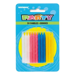 Unique Birthday Candles Twist Style Assorted Colors 24 Ea