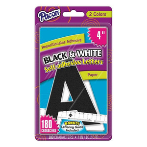 Pacon Self-Adhesive Paper Letters Black and White 4 In 180 Ea