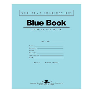 Roaring Spring Blue Exam Book White Paper 8.5 inch x 7 inch Compact Size 6 Sheets