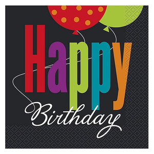 Birthday Cheer Party Napkins Lunch Size Decorative 16 Ea