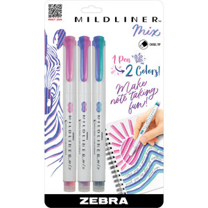 Mildliner Highlighter Mix Cool Assorted Colors 3 Ea