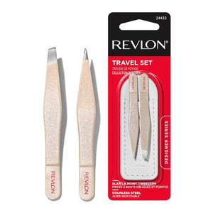 Revlon Designer Series Mini Tweezer Set Compact Precision Grooming Tools 2 Ea