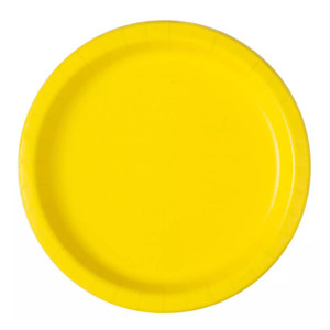 Unique Paper Plates Round Solid Neon Yellow 9 inch 16 Ea