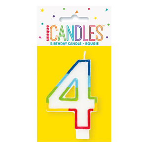 Unique Birthday Candle Vibrant Rainbow Border Number 4 Decorative Party Supply 1 Ea