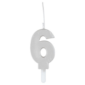 Unique Birthday Candle Silver Sparkler Number 6 Decorative Party Supply 1 Ea