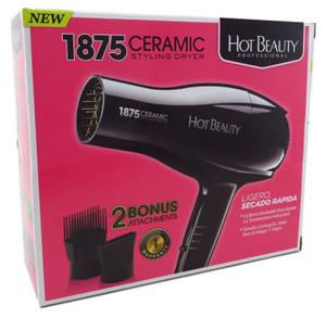 Hot Beauty Dryer 1875 Watt Ceramic With 2 Attachments Hot Beauty Dryer 1875 Watt Ceramic With 2 Attachments