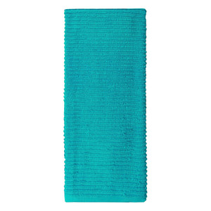 MUkitchen 100% Cotton Ridged Solid Towel for Highly Absorbent Cleaning Tasks, 18x28 Inch, Aquamarine, 1 ea