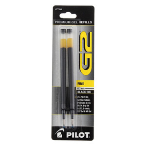 Pilot Gel Ink Refills Compatible with G2 Dr Grip G6 Q7 Fine Point Smooth Black Ink 0.7mm 2 Ea