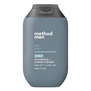 Method Men Daily Clean 2 in 1 Formula Travel Size, Shampoo and Conditioner, 3.4 oz