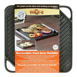 Mr. Bar-B-Q Reversible Pre-Seasoned Cast Iron Griddle, Small for Stovetop and Grill, 1 ea