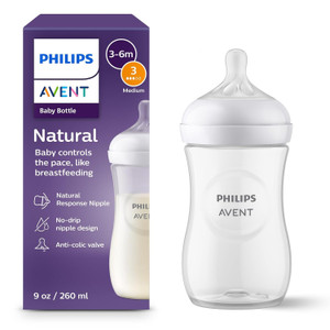 Philips Avent Natural Baby Bottle Clear Durable Feeding Bottle Easy Grip 9 Oz