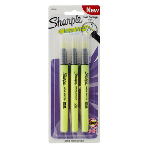 Sharpie Clear View Highlighter Stick Chisel Tip Yellow 3 Ea