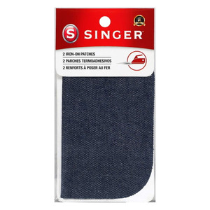 Singer Iron-On Denim Patches Durable Fabric Repair 5 inch x 5 inch Set of 2 Ea