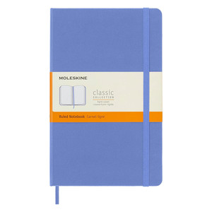 Moleskine Classic Notebook, Large 5x8.25 Inch Ruled, 240 Page Hard Cover, Hydrangea Blue