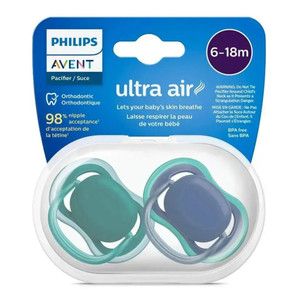 Philips Avent Ultra Air Pacifier Comfortable Design Safe Gentle Baby Soother 6 to 18 Months 1 Ea
