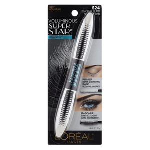 L'Oreal Paris Voluminous Superstar Waterproof Mascara Blackest Black Dual-Ended, 0.4 Oz