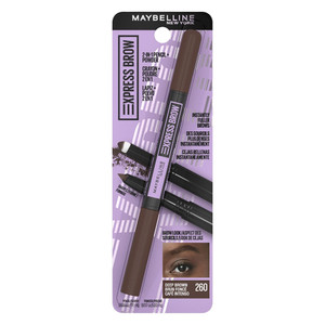 Maybelline Express Brow 2-in-1 Eyebrow Pencil and Powder Deep Brown, 0.0.3 Oz