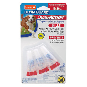 Hartz UltraGuard Dual Action Flea Treatment for Dogs 15-30 lbs, 3 Monthly Treatments, 1 Ea