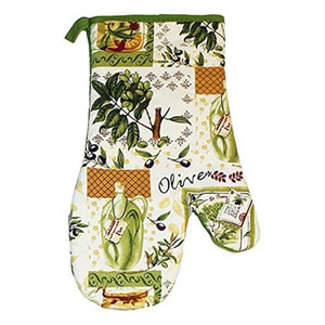 J&M Home Fashions Oven Mitt Olive Design, 1 Ea