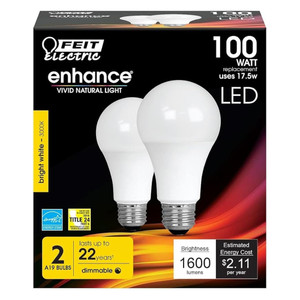 GE LED Light Bulb for Bright Lighting, A19 100W Equivalent Warm White, 1 Ea