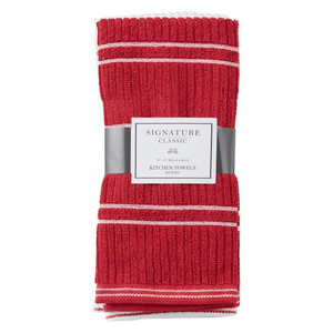 J&M Home Fashions Ribbed Kitchen Towels Red, 2 Ea