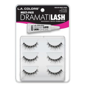 L.A. Colors False Eyelashes Multipack Dramatilash with Adhesive, 1 Ea