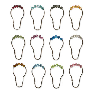 J&M Home Fashions Metal Grommet Shower Curtain Rings Rainbow, 12 Ea