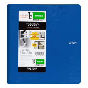 Five Star Plastic Binder for School Organization, 1 1/2 Inch Round Ring, 375 Sheets, 1 Ea