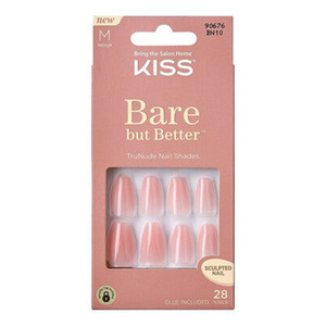 KISS Bare but Better Premium Fake Nails for Natural Look Bare Nude, 28 Ea
