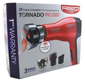 Kiss Red Dryer Tornadopro 2000 1200 Watt With 3 Attachments Kiss Red Dryer Tornadopro 2000 1200 Watt With 3 Attachments