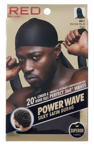 Kiss Red Durag Power Wave Silky Satin Black Kiss Red Durag Power Wave Silky Satin Black
