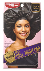 Kiss Red Satin Day & Night Cap Black Super Jumbo Kiss Red Satin Day & Night Cap Black Super Jumbo