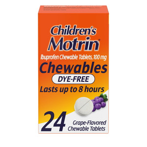 Motrin Dye-Free Chewable Tablets, Grape, 24 Count