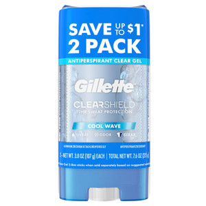 Gillette Antiperspirant Clear Gel, Cool Wave Scent, 3.8 oz Twin pack