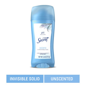 Secret Deodorant Invisible Solid Unscented, 2.60 oz