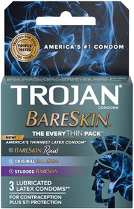Trojan Bareskin Everythin Condom, 3 count