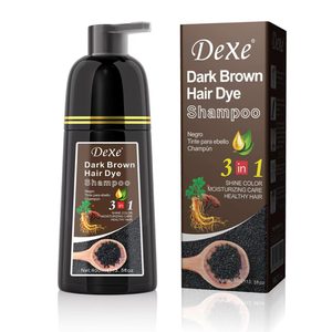 Dexe Black Hair Dye Shampoo, 3 in 1 Hair Color Shampoo Dark Brown Color, 13.5 oz