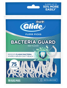 Oral-B Glide Floss Picks Bacteria Guard Mint 75 Count Oral-B Glide Floss Picks Bacteria Guard Mint 75 Count