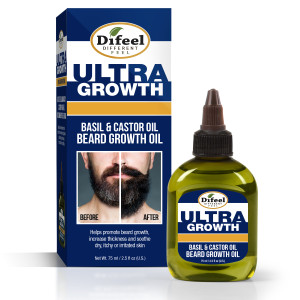 Difeel Mens Ultra Growth Basil and Castor Beard Oil, 2.5 oz
