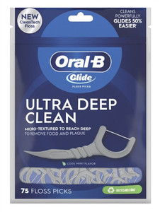 Oral-B Glide Floss Picks Ultra Deep Clean Cool Mint 75 Count Oral-B Glide Floss Picks Ultra Deep Clean Cool Mint 75 Count